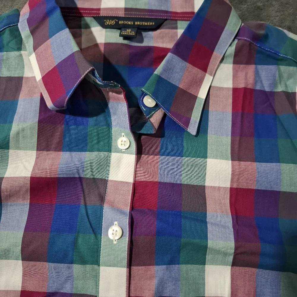 Brooks Brothers 346 Women’s Plaid Button-Down Shirt Size 12 Cotton Preppy Office - Picture 8 of 11